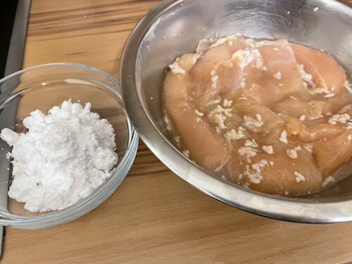片栗粉をまぶすところ