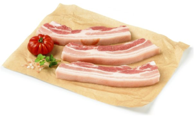 ヨーロッパのスーパーでよく見かける1cm前後にスライスされた豚バラ